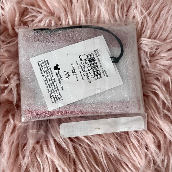 NEW Coach X Disney Electric Red Leather Slim ID Card Case Wallet - Picture 4 of 10